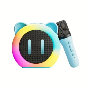 Mini karaoké portable avec haut-parleur et micro sans fil – LED et USB rechargeable