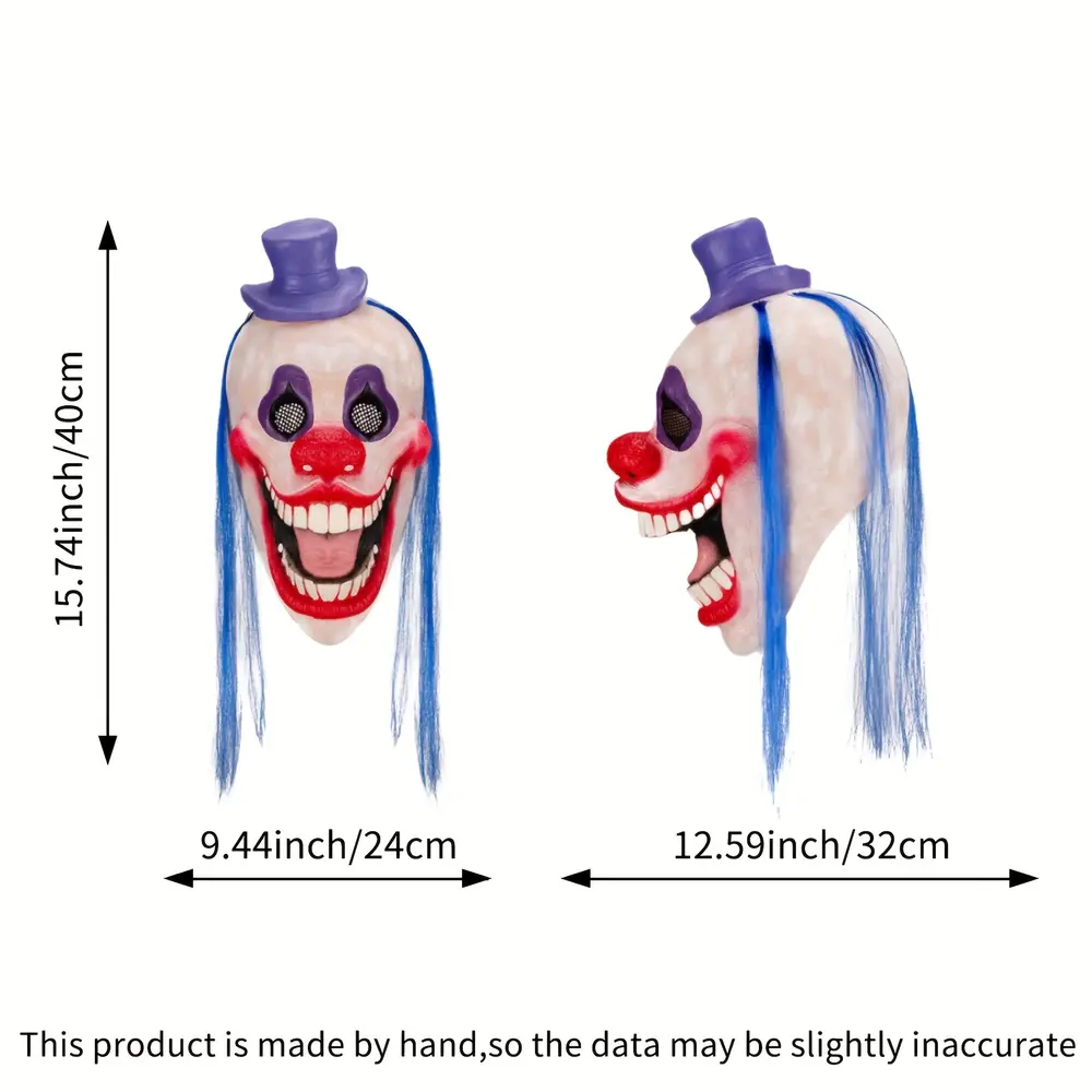 Masque de clown effrayant avec chapeau et perruque – déguisement Halloween réaliste – Image 4