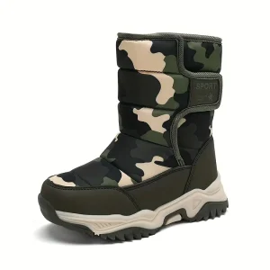 Bottes de neige enfant imperméables doublées chaud – camouflage hiver unisexe