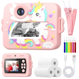 Appareil photo instantané enfant 48MP – Vidéo HD, zoom 8x, design licorne amusant