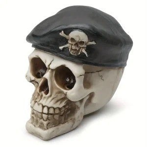 Crâne de pirate en résine vintage – décoration d’intérieur ou Halloween