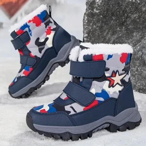 Bottes de neige enfant camouflage imperméables – doublure chaude hiver
