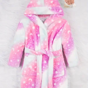 Peignoir enfant à capuche en flanelle douce – motif mignon et chaud