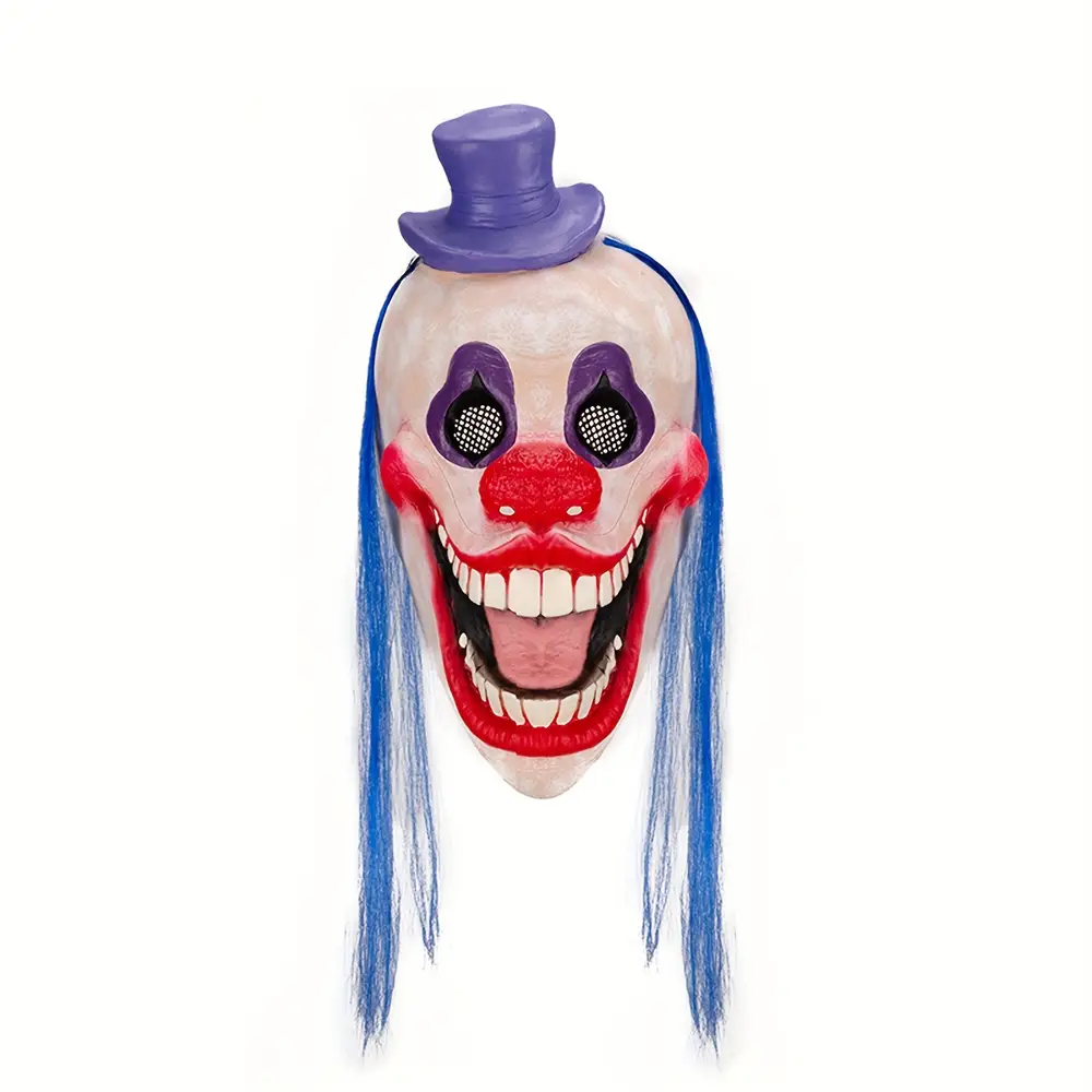 Masque de clown effrayant avec chapeau et perruque – déguisement Halloween réaliste – Image 5