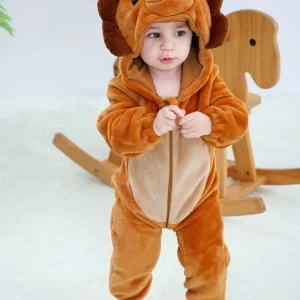 Grenouillère bébé lion avec capuche – combinaison douce et chaude animaux