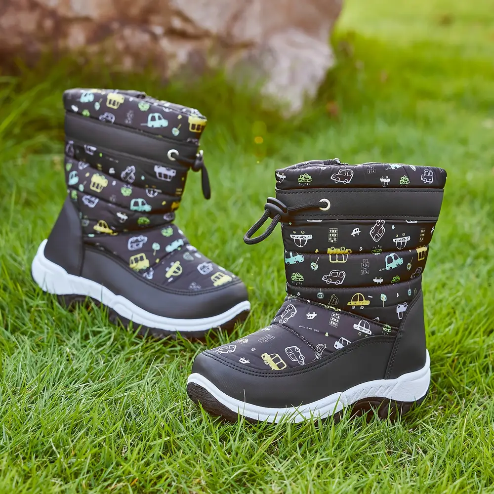 Bottes de neige enfant imperméables avec motif fleurs et dessins animés chaleureux – Image 7