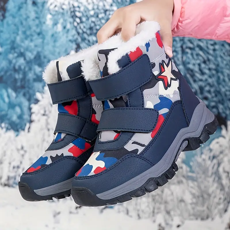Bottes de neige enfant camouflage imperméables – doublure chaude hiver – Image 6