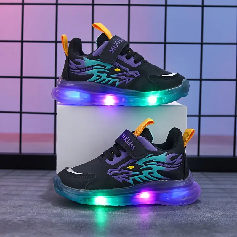 Baskets enfant LED motif dinosaure – chaussures sport lumineuses garçon fille – Image 3