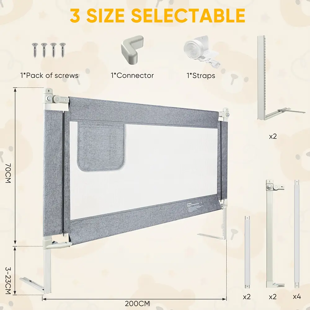 Barrière de lit bébé à levage vertical – sécurité anti-chute portable – Image 3