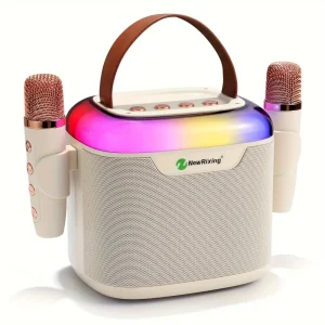 Machine karaoké Bluetooth avec 2 micros sans fil – enceinte portable rechargeable