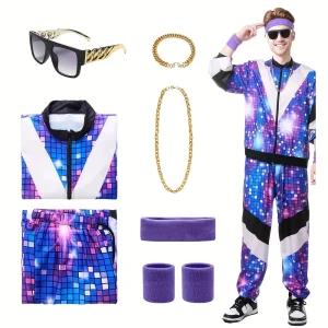 Déguisement homme style hip-hop rétro – ensemble veste et pantalon années 80