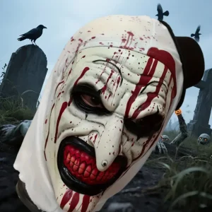 Masque de clown effrayant à capuche – latex réaliste pour costume Halloween