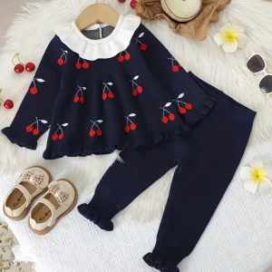 Tenue de naissance bébé fille – Ensemble legging à motif fruité d&rsquo;hiver