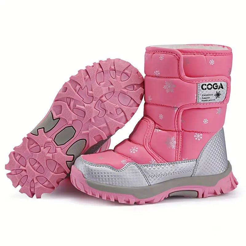 Bottes de neige enfant imperméables avec doublure chaude et motif flocon – Image 6