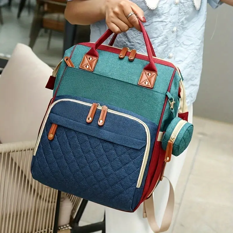 Sac à dos maman multifonction en nylon avec poche isotherme – organiseur couches – Image 2