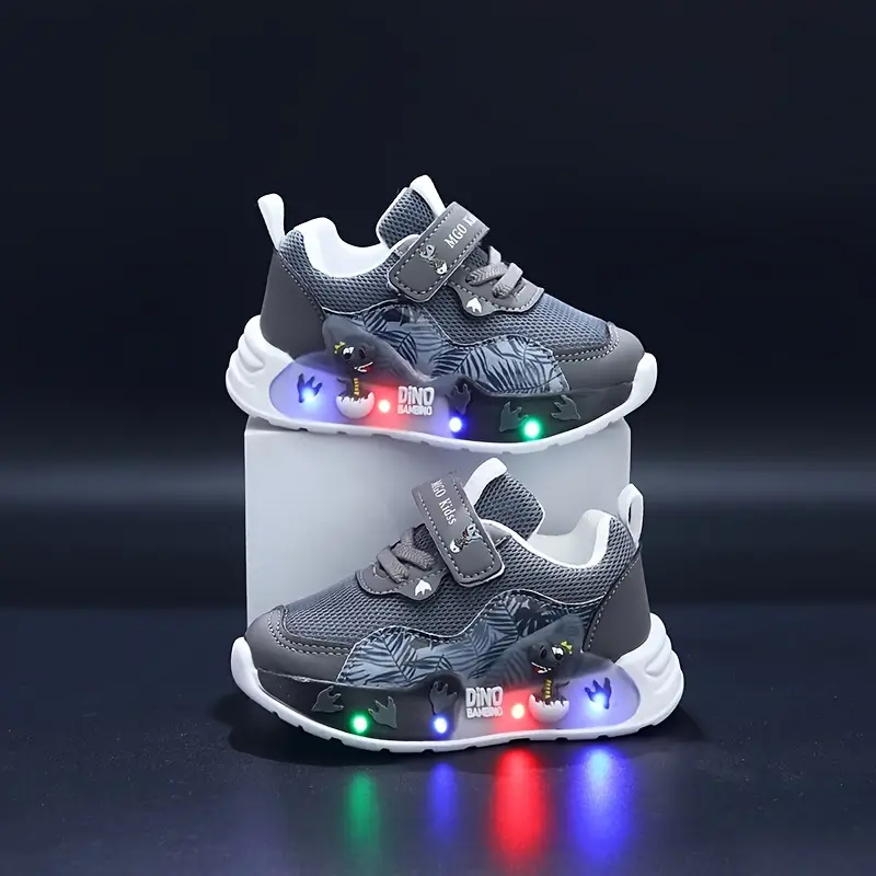 Baskets enfant LED dinosaures – sneakers lumineux garçon fille antichoc – Image 9