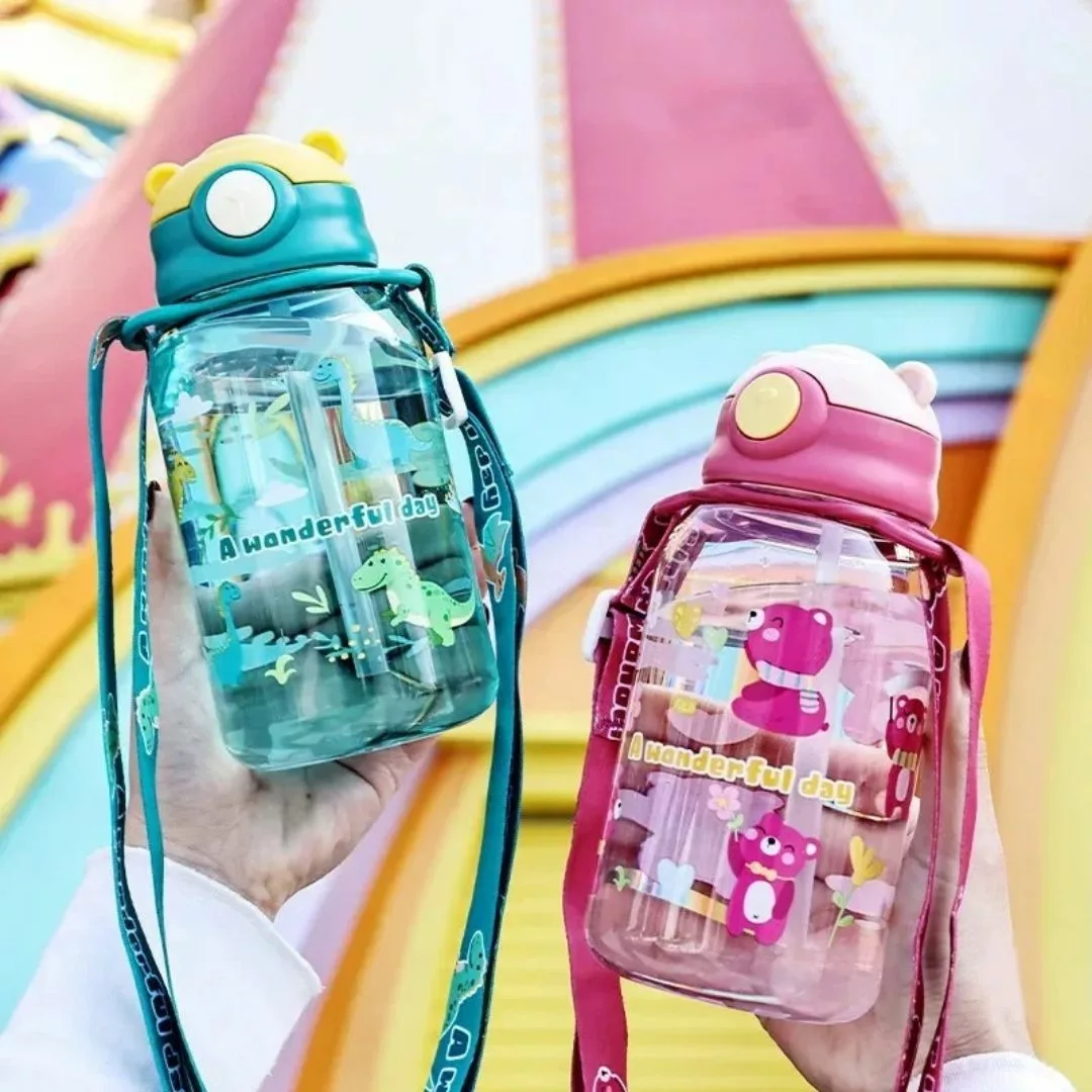 Gourde avec paille pour enfant – Étanche, légère et fun pour l’école ou les sorties – Sans BPA