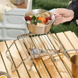 Grille pliable acier inox pour feu – Cuisson facile en plein air – Solide, légère et ultra-compacte pour barbecue nomade