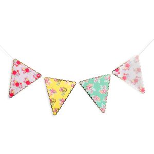 Guirlande de 21 fanions fleuris « Tea Time »