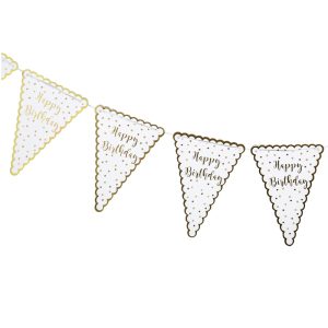 Guirlande de 10 fanions cartonnés Happy Birthday