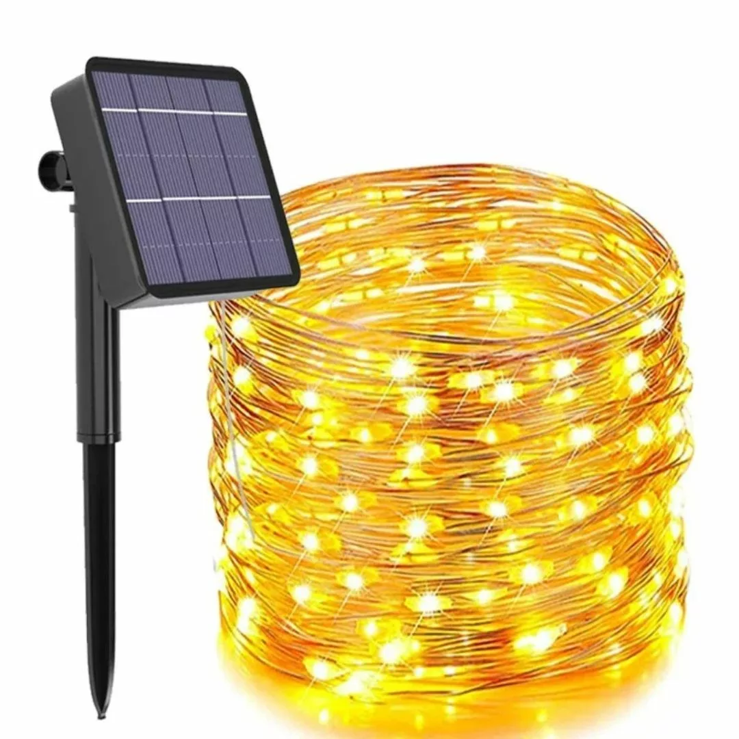 Guirlande solaire led blanc chaud extérieur – Ambiance chaleureuse sans électricité, idéale jardin et terrasse – Image 3