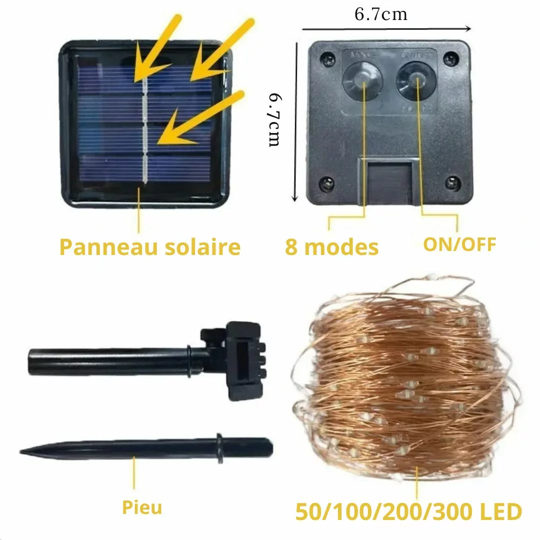 Guirlande solaire led blanc chaud extérieur – Ambiance chaleureuse sans électricité, idéale jardin et terrasse – Image 4