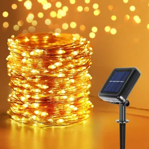 Guirlande solaire led blanc chaud extérieur – Ambiance chaleureuse sans électricité, idéale jardin et terrasse