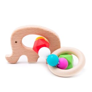 Hochet en Bois Éléphant