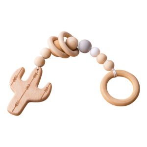 Hochet en Bois Forme Cactus