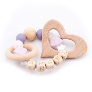 Hochet en Bois Forme Cœur