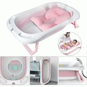Baignoire pliable rose avec coussin