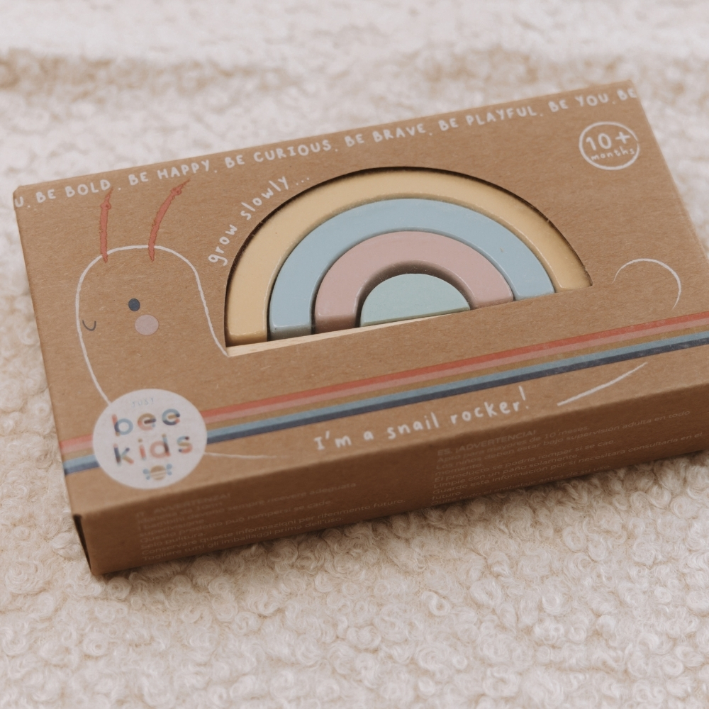 Jouet bois à empiler – Escargot arc-en-ciel éducatif pour bébé