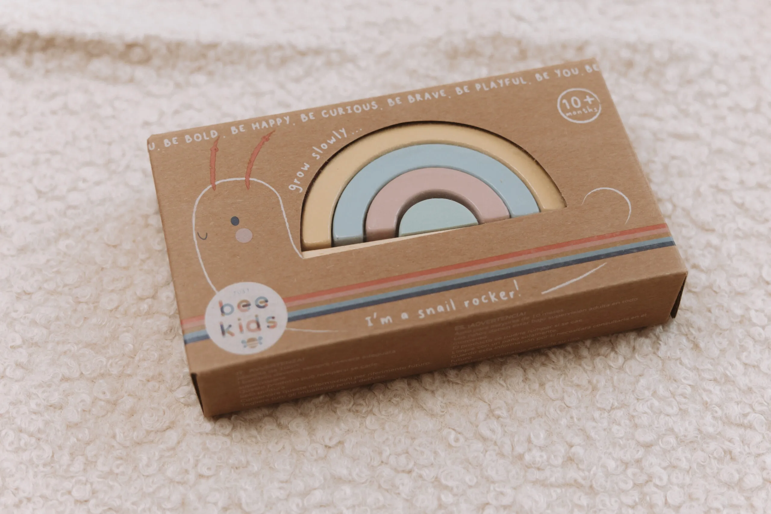 Jouet bois à empiler – Escargot arc-en-ciel éducatif pour bébé – Image 6