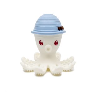 Jouet de dentition Bonnie la Pieuvre, chapeau bleu clair