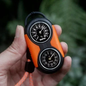 Kit de boussole thermomètre pour randonnée – Orientation fiable et température en un clin d’œil – Idéal survie et plein air