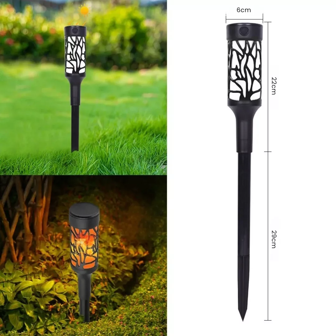 Lampe led solaire torche effet feu – Ambiance chaleureuse extérieure, flamme sécurisée sans électricité – Image 6