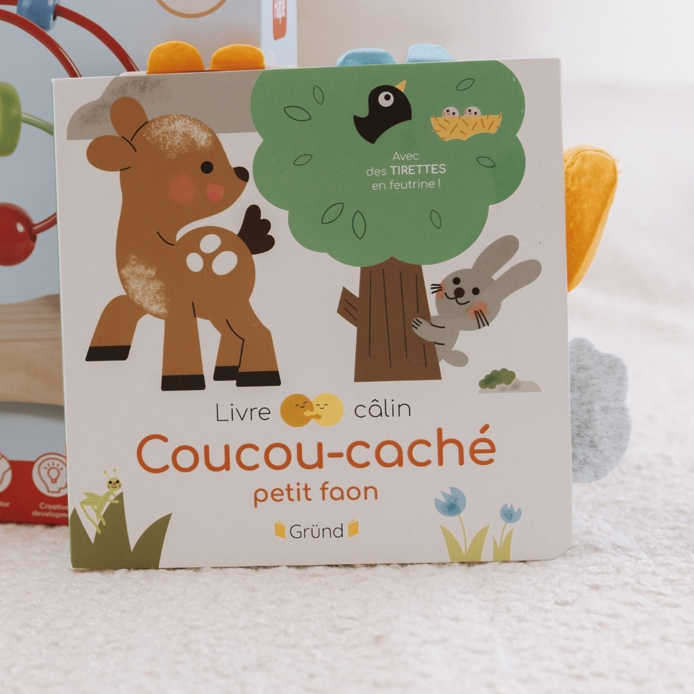 Livre coucou caché bébé – livre d’éveil à tirettes en feutrine