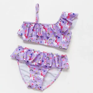 Maillot de bain 2 pièces à volants – Look tendance et féminin pour silhouette flatteuse à la plage