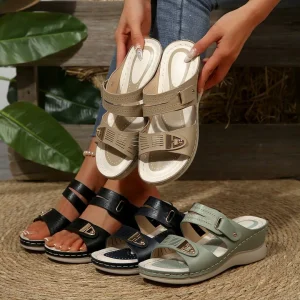 Mules compensées femme confort réglable – Talon stable et maintien optimal pour marcher sans douleur