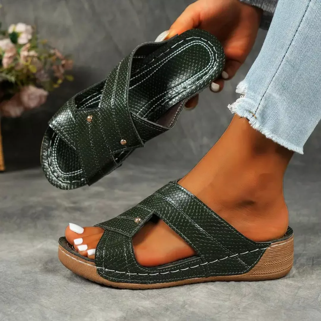 Mules compensées femme croisé effet cuir – confort élégant pour silhouette affinée – talon stable ultra féminin – Image 6