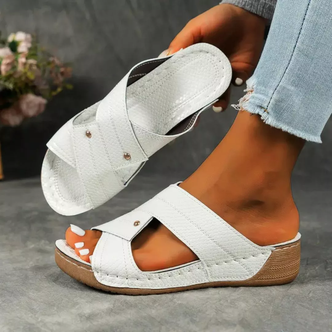 Mules compensées femme croisé effet cuir – confort élégant pour silhouette affinée – talon stable ultra féminin – Image 5