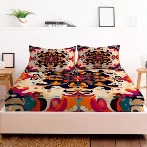 Parure de lit arabesques psychédéliques colorées – Ambiance bohème chic pour une chambre unique et relaxante