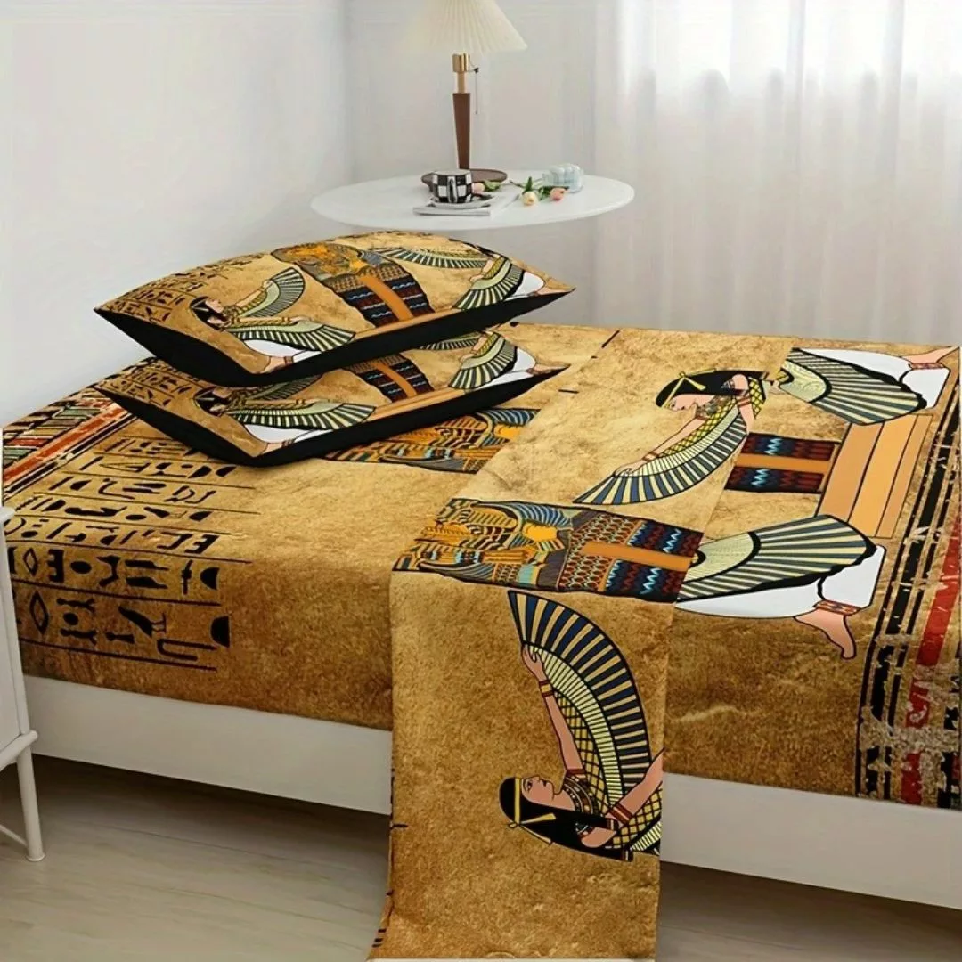Parure de lit art égyptien antique – Décor luxueux et mystique pour chambre élégante – Confort et évasion garantis – Image 2