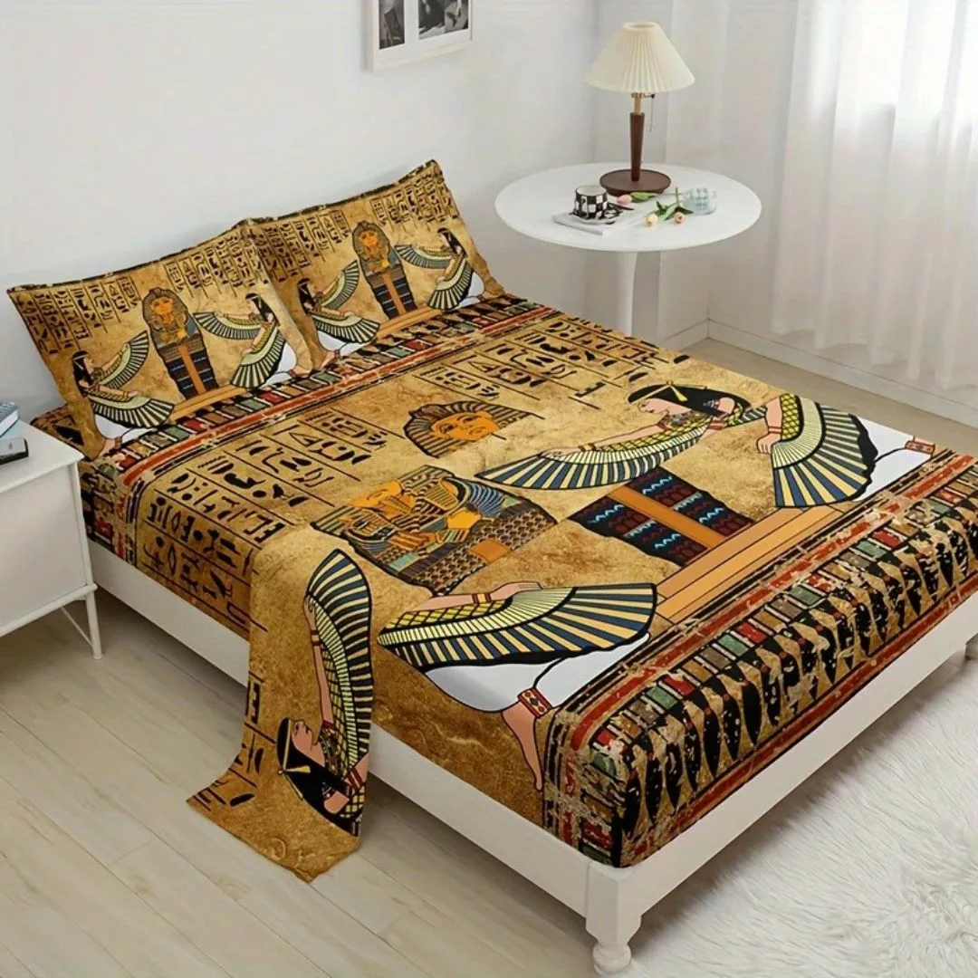 Parure de lit art égyptien antique – Décor luxueux et mystique pour chambre élégante – Confort et évasion garantis – Image 7