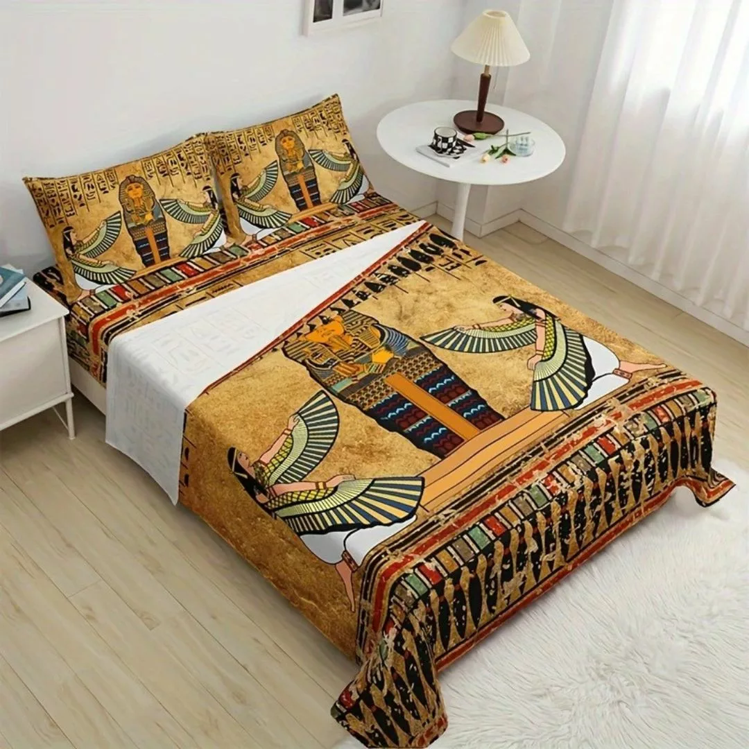 Parure de lit art égyptien antique – Décor luxueux et mystique pour chambre élégante – Confort et évasion garantis – Image 5