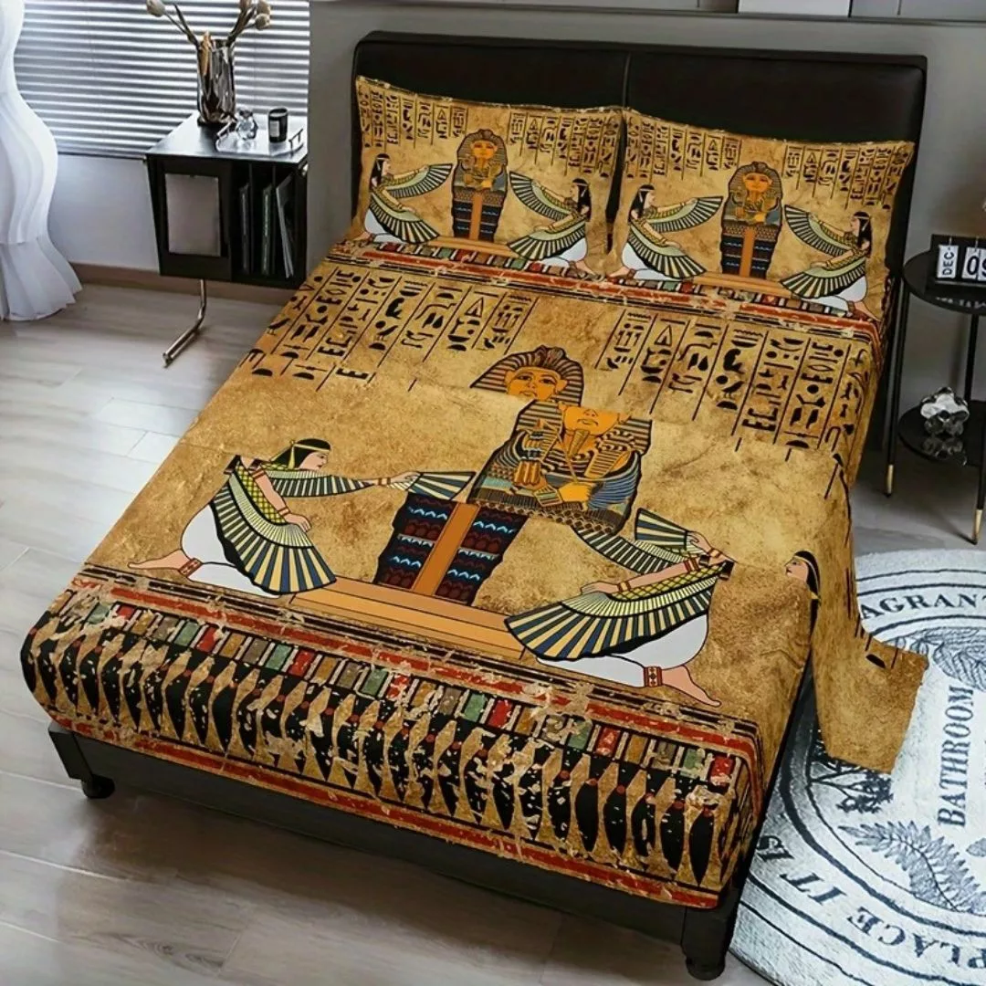 Parure de lit art égyptien antique – Décor luxueux et mystique pour chambre élégante – Confort et évasion garantis – Image 4