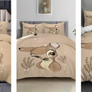 Parure de lit Bambi douceur florale – Housse de couette enfant ultra douce, déco féerique et sommeil paisible
