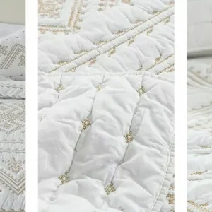 Parure de lit broderie ethnique élégante – Ambiance chaleureuse et déco bohème chic pour votre chambre