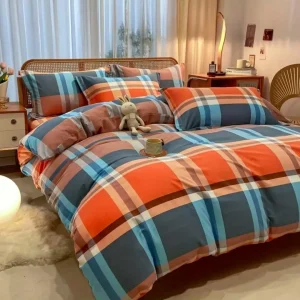 Parure de lit carreaux vintage colorés – Style rétro chic pour une chambre chaleureuse et tendance