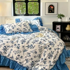 Parure de lit fleurs vintage bohème – Ambiance romantique et cocooning pour une chambre apaisante et stylée